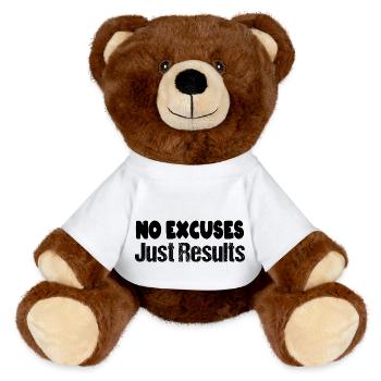 No excuses just results - MiniFeet® RecycelBär® Teddy Bear Brown - white - Front