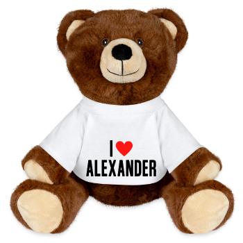 J’aime Alexander Coeur Graphique Nom Cadeau - Nounours RecycelBär® marron - blanc - Devant