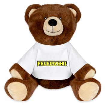 Feuerwerk Neon Schriftzug - MiniFeet® RecycelBär® Braun - Weiß - Vorne