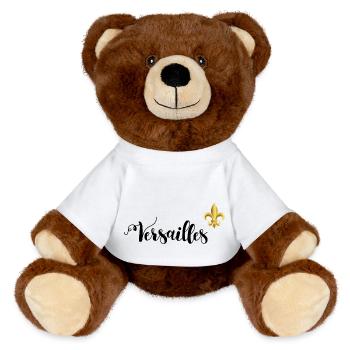 versailles lettrage et fleur de lys - Nounours RecycelBär® marron - blanc - Devant