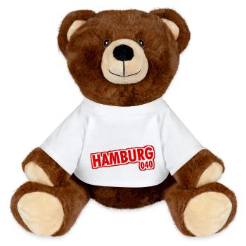 Hambourg - 040 - Ville hanséatique - Alster - Elbe - Nounours RecycelBär® marron - blanc - Devant