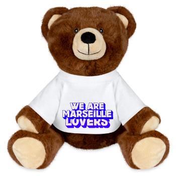 we are lovers of Marseille - MiniFeet® RecycelBär® Teddy Bear Brown - white - Front