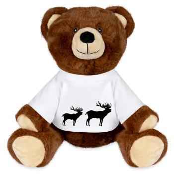 Deer Silhouette - MiniFeet® RecycelBär® Teddy Bear Brown - white - Front