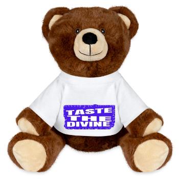 Savourer les saveurs Citations de bonheur culinaire Anniversaire - Nounours RecycelBär® marron - blanc - Devant