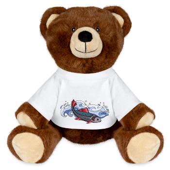 Poisson - Nounours RecycelBär® marron - blanc - Devant