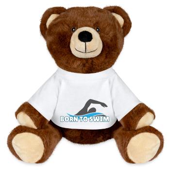 Né pour nager - Nounours RecycelBär® marron - blanc - Devant