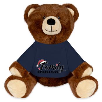 Family Christmas Font - MiniFeet® RecycelBär® Teddy Bear Brown - french navy - Front