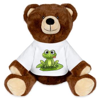 Frosch auf Seerose - MiniFeet® RecycelBär® Braun - Weiß - Vorne