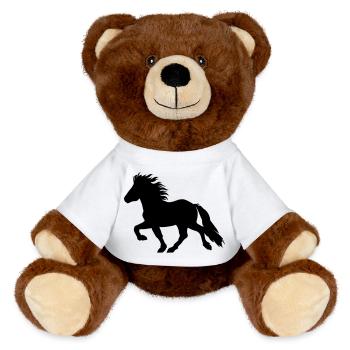 Cheval islandais doux, Tölter n° 6, islandais - Nounours RecycelBär® marron - blanc - Devant