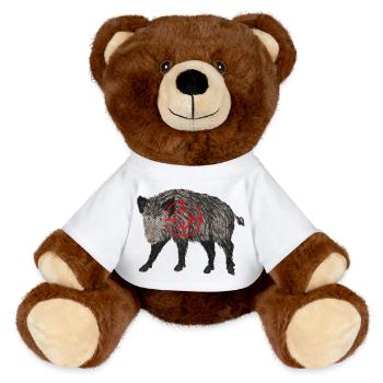 Wildschwein jäger - MiniFeet® RecycelBär® Braun - Weiß - Vorne