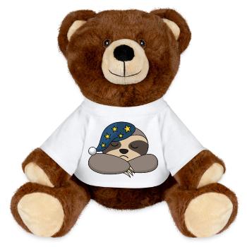 Paresseux Sommeil Fatigué - Nounours RecycelBär® marron - blanc - Devant