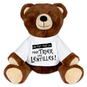 On est pas là pour trier des lentilles ! - Nounours RecycelBär® marron - blanc - Devant