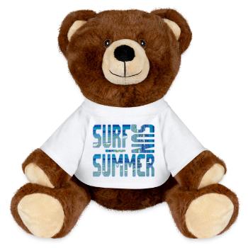Summer Surf Blue Beach Sea Water Sun - MiniFeet® RecycelBär® Teddy Bear Brown - white - Front