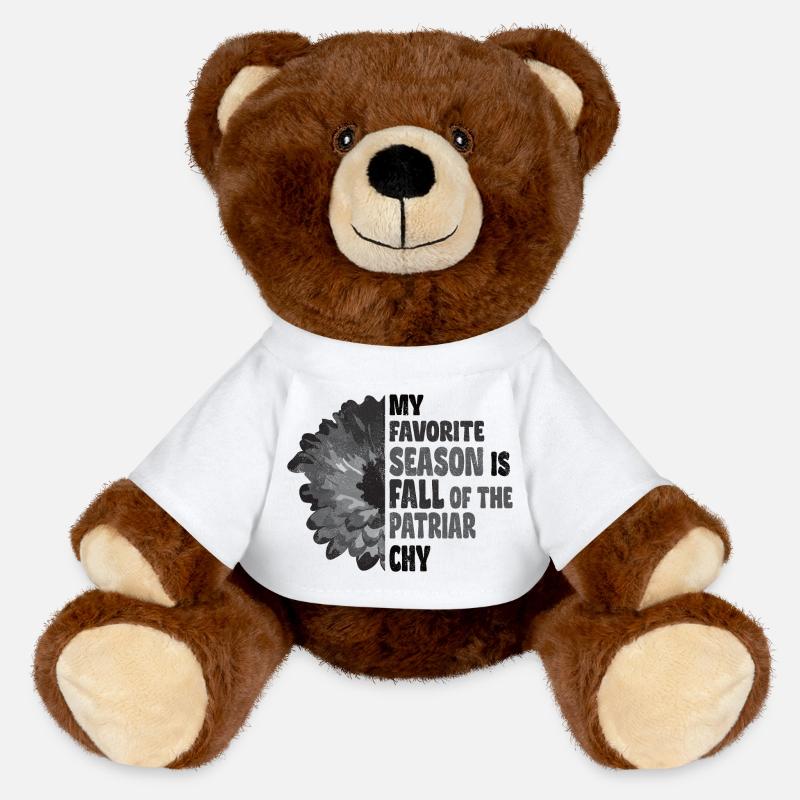 Ma saison préférée est la chute du patriarcat - Nounours RecycelBär® marron - blanc