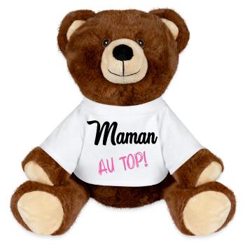 MOTHER'S DAY. HAPPY MOTHER'S DAY. MOM - MiniFeet® RecycelBär® Teddy Bear Brown - white - Front