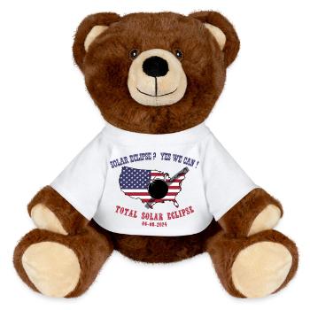 Total Solar Eclipse 2024 - MiniFeet® RecycelBär® Teddy Bear Brown - white - Front
