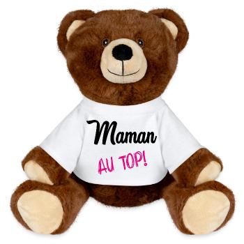 MOM AT THE TOP - MiniFeet® RecycelBär® Teddy Bear Brown - white - Front