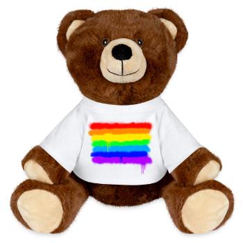 Pride Rainbow Colours / RGB Graffiti - MiniFeet® RecycelBär® Teddy Bear Brown - white - Front