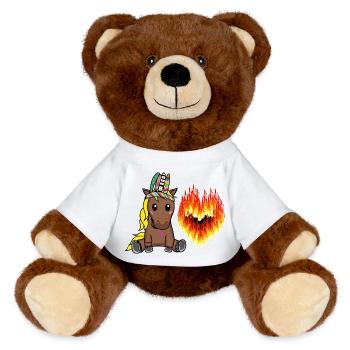 Hippie Horse Valentine Heart Fiery Love Hearts - MiniFeet® RecycelBär® Teddy Bear Brown - white - Front