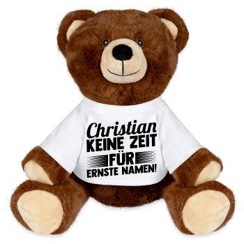 First name Chris Christian - MiniFeet® RecycelBär® Teddy Bear Brown - white - Front