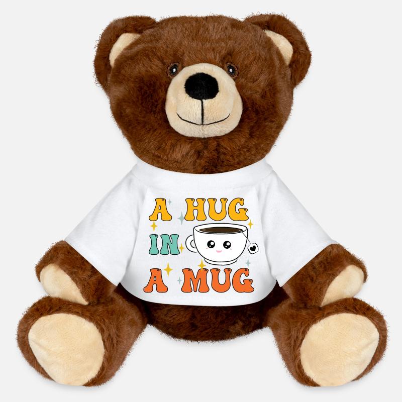 Hug in a Mug Tea Lover - MiniFeet® RecycelBär® Teddy Bear Brown - white