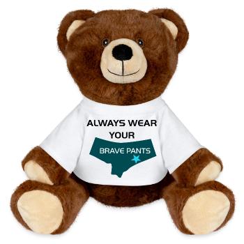 Always Wear Your Brave Pants - MiniFeet® RecycelBär® Teddy Bear Brown - white - Front
