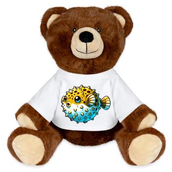 Kugelfisch - MiniFeet® RecycelBär® Braun - Weiß - Vorne