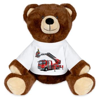 Fire brigade turntable ladder with rescue cage - MiniFeet® RecycelBär® Teddy Bear Brown - white - Front