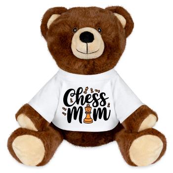 Chess Mom Schach Spruch Zitat - MiniFeet® RecycelBär® Braun - Weiß - Vorne