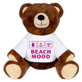 Beach Mood Summer Sun Sea Holiday - MiniFeet® RecycelBär® Teddy Bear Brown - white - Front