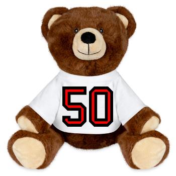 50 Digital Design in Futuristic Style - MiniFeet® RecycelBär® Teddy Bear Brown - white - Front