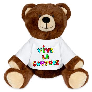 VIVE LA COUTURE ! - Nounours RecycelBär® marron - blanc - Devant