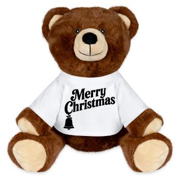 Joyeux Noël avec une seule cloche de Noël - Nounours RecycelBär® marron - blanc - Devant