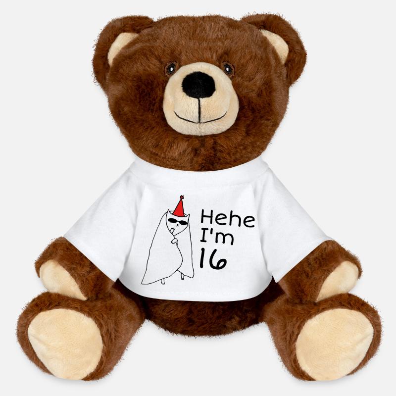 16 Years Anniversary - 16th Anniversary Gift - MiniFeet® RecycelBär® Teddy Bear Brown - white