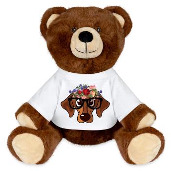 Niedliche Dackelkranz-Hundebrille - MiniFeet® RecycelBär® Braun - Weiß - Vorne