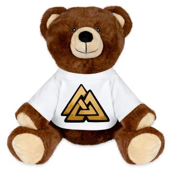 viking valknut wotan wotan knot - MiniFeet® RecycelBär® Teddy Bear Brown - white - Front