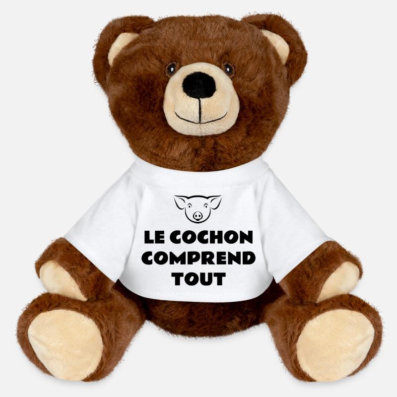 Le cochon comprend tout - Nounours RecycelBär® marron - blanc
