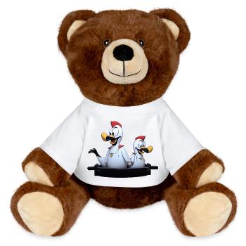 Duo de mouettes sur la jetée - Nounours RecycelBär® marron - blanc - Devant