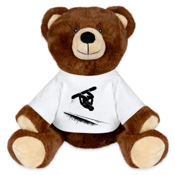 Slopestyle Salto Freestyle Wintersport Action - MiniFeet® RecycelBär® Braun - Weiß - Vorne