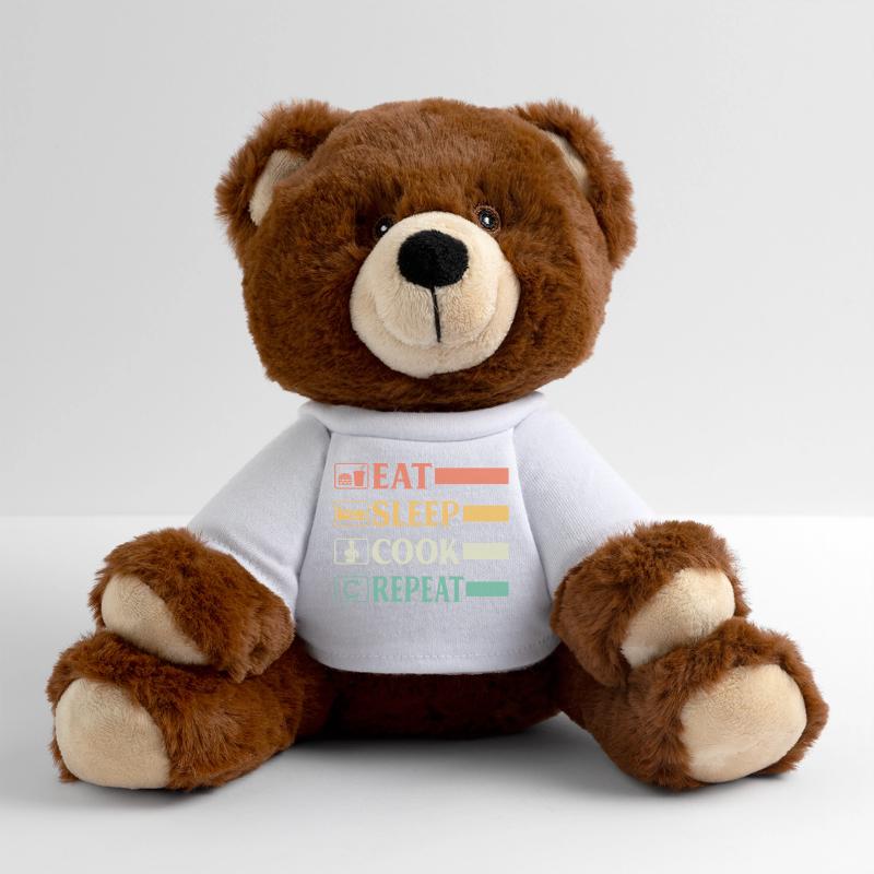 Funny Chef Head Chef Baker Chef Eat Sleep Cook Rep MiniFeet® RecycelBär® Teddy Bear Brown