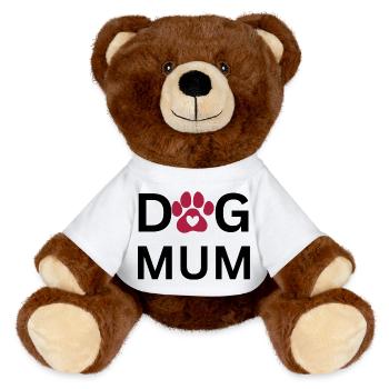 Heart Paws Pawprint Pattern - MiniFeet® RecycelBär® Teddy Bear Brown - white - Front