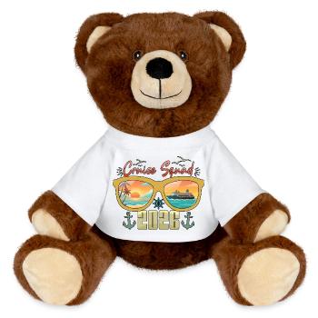 Cruise Squad Family Vacation Trip Cruising - MiniFeet® RecycelBär® Teddy Bear Brown - white - Front