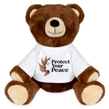 Protègez votre paix, votre conscience et votre calme - Nounours RecycelBär® marron - blanc - Devant