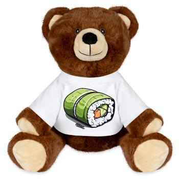 Smaragdgrüne Sushi-Rolle - MiniFeet® RecycelBär® Braun - Weiß - Vorne