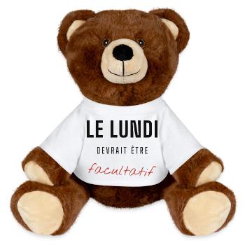 Lundi Facultatif Contraste - Nounours RecycelBär® marron - blanc - Devant