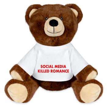 social media killed romance - MiniFeet® RecycelBär® Teddy Bear Brown - white - Front