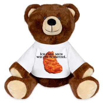 Je suis impatient de schnitzel - Nounours RecycelBär® marron - blanc - Devant