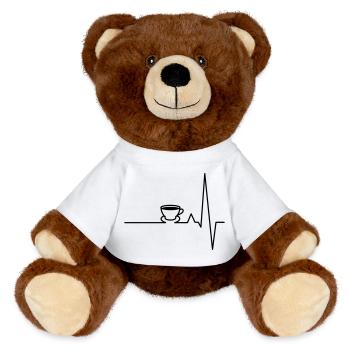 Battement de coeur café ECG - Nounours RecycelBär® marron - blanc - Devant