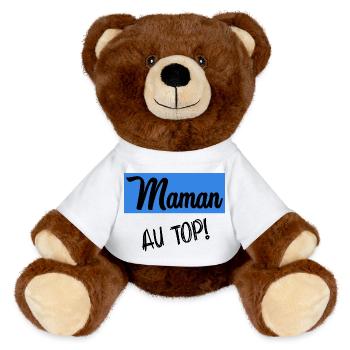 FÊTE DES MÈRES. MAMAN - Nounours RecycelBär® marron - blanc - Devant