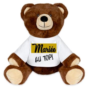 JUST MARRIED. EVJF. MARIEE - Nounours RecycelBär® marron - blanc - Devant